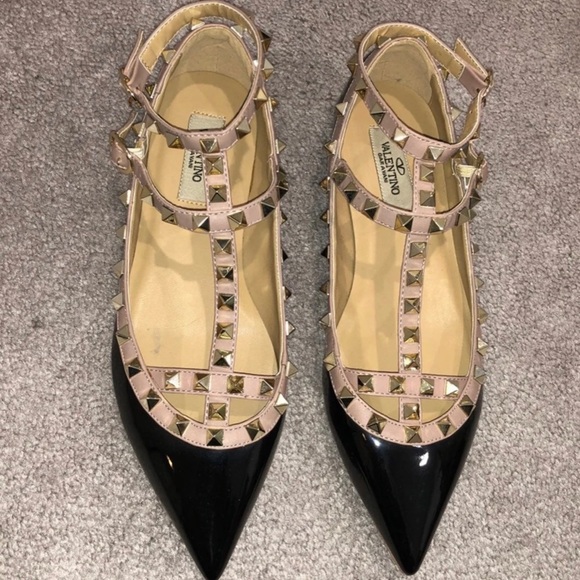 NEW VALENTINO PATENT ROCKSTUD CAGED BALLET FLAT - Picture 3 of 8